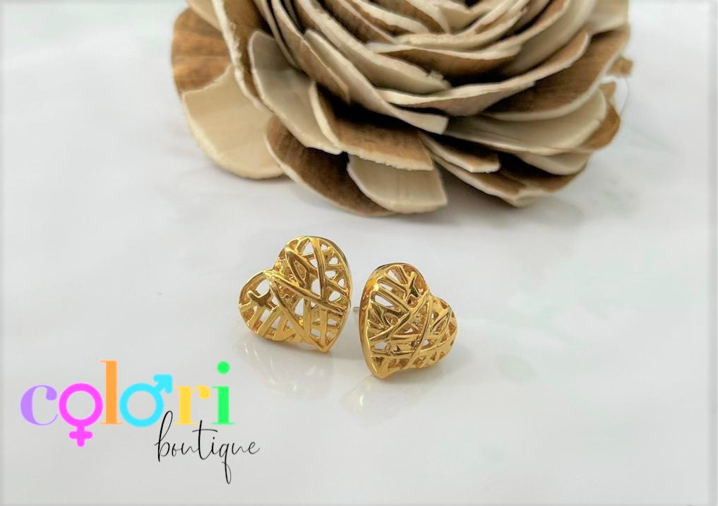 Golden heart earrings