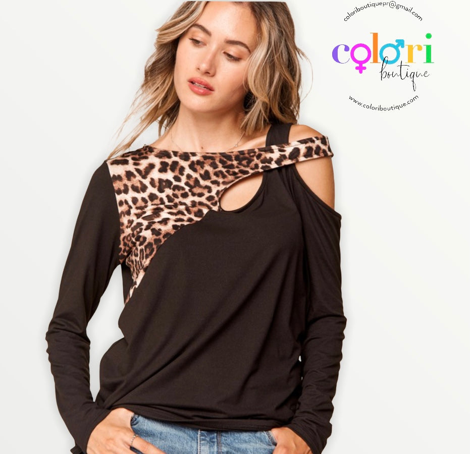 One Shoulder Animal Print