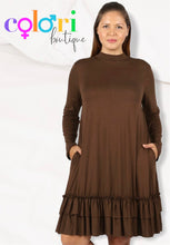 Cargar imagen en el visor de la galería, Plus Long Sleeve Ruffle Dress
