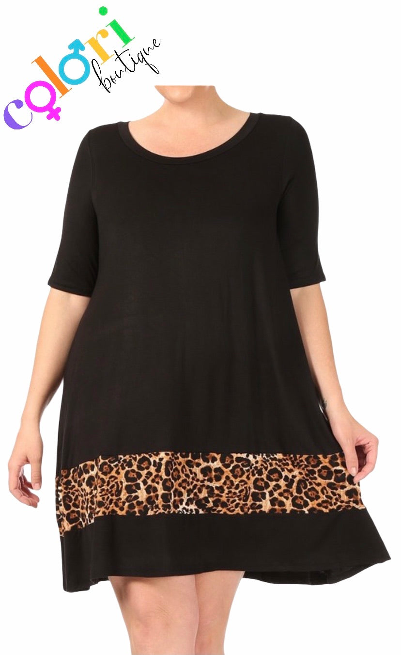 Plus Animal Print Short Dress